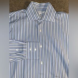 Banana Republic Size Medium Striped Button Up Down Work Dress 15.5 Shirt
